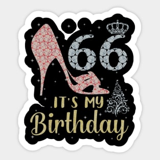 Girl Shoes & Lights Step Into 66 Years Old Its My Birthday Sticker